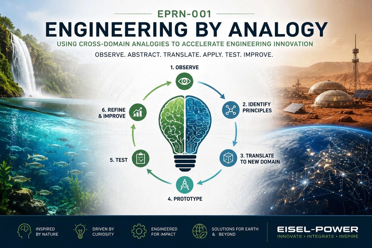 Engineering by Analogy infographic for Earth, Moon, and Mars research.