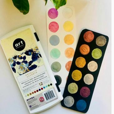 Photo from Amazon.Metalic water color set. Great paints!
