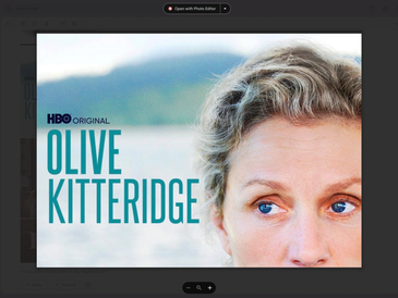 Photo of the series Olive Kitteridge. Partial of Frances McDormand, the main character.