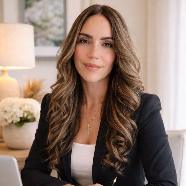 Professional woman with long wavy hair in a black blazer smiling.