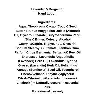 Ingredients for hand lotion 