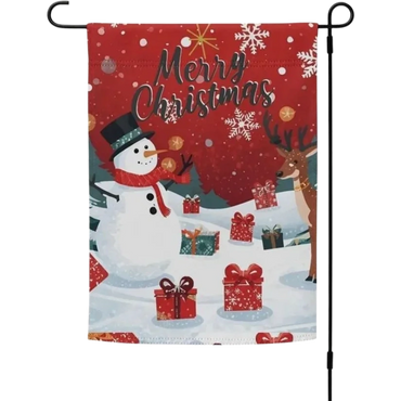 Snowman and Presents Garden Flag