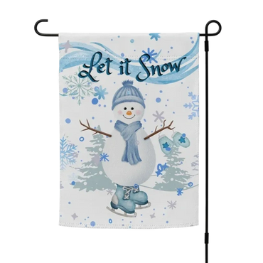 Let It Snow Winter Garden Flag - Snowman on the front