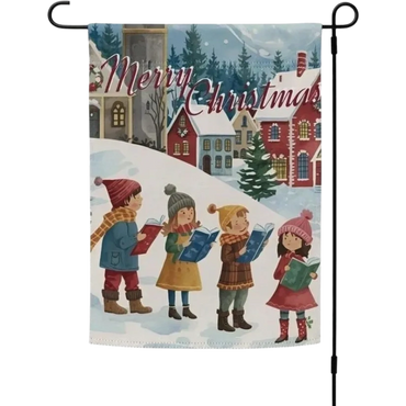 Yard flag with carolers