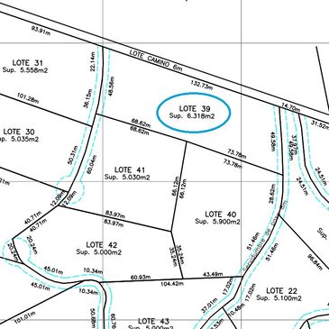 Map highlighting Lot 39 with an area of 6,318 square meters.