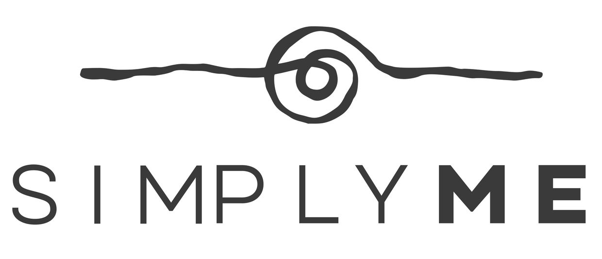 Logo with the text 'SIMPLY ME' and a spiral design above it.