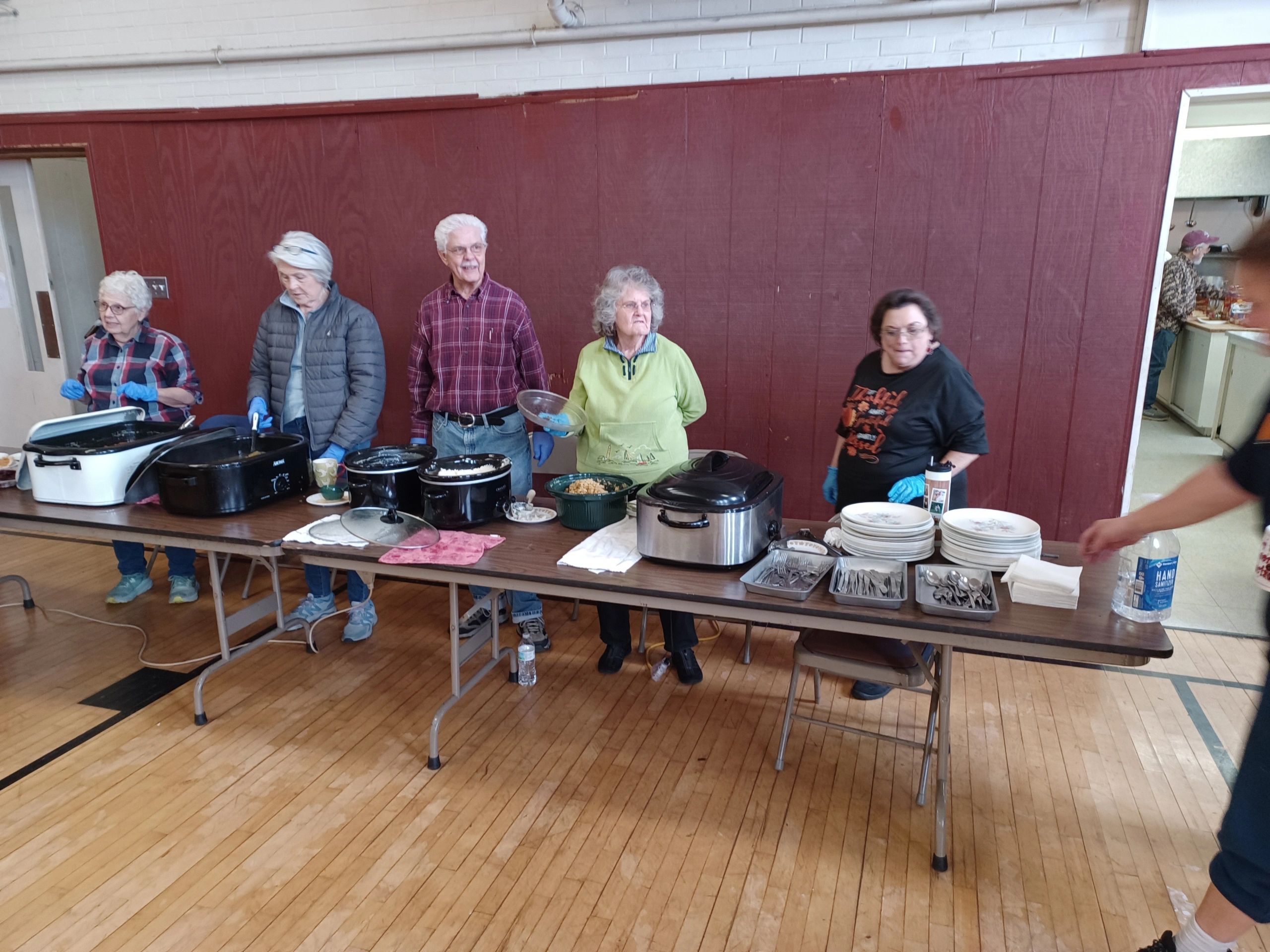 Volunteers helping with the weekly soup kitchen. 