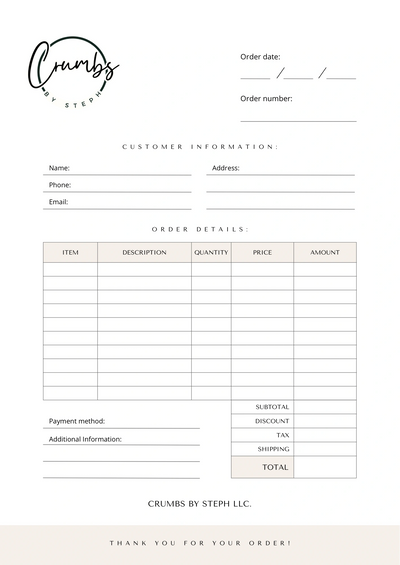 Please note that all orders must be placed within two weeks of the event. Any changes or cancellatio