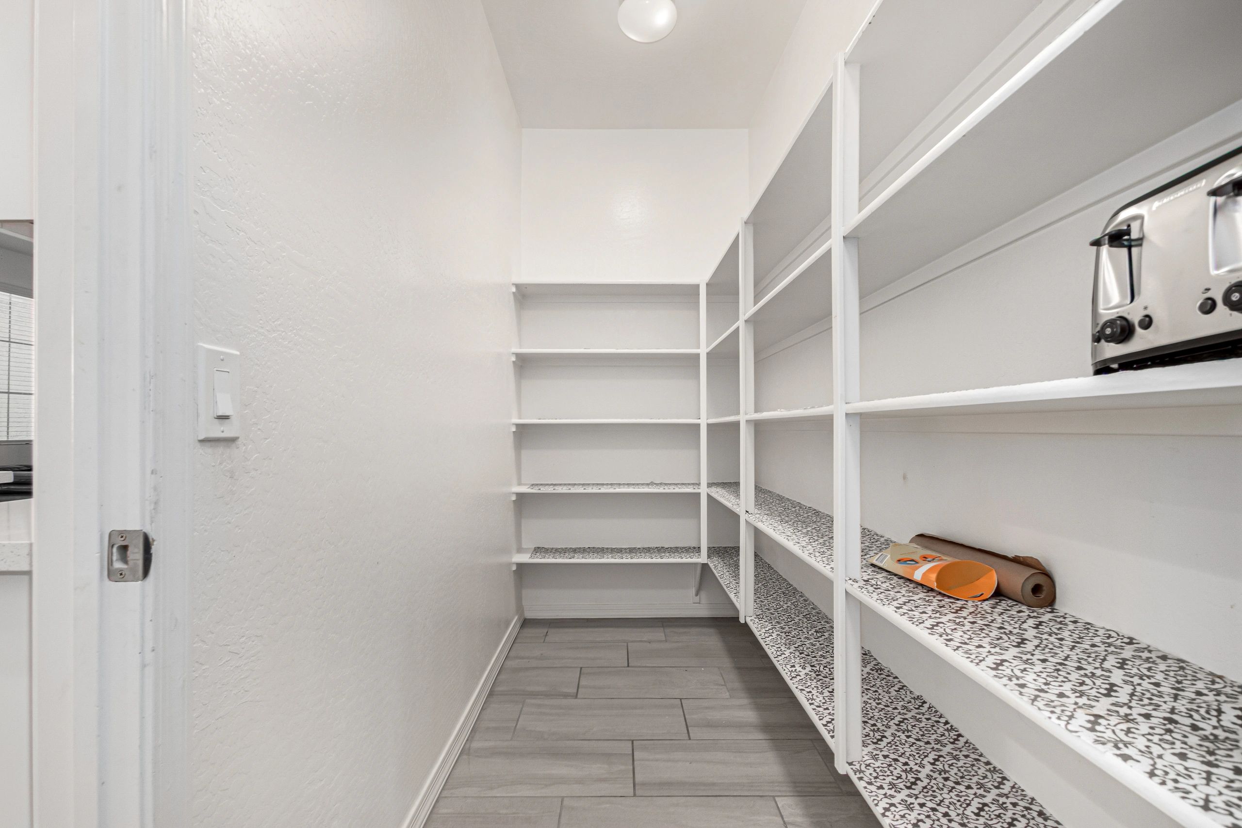 Pantry shelving at Vista Diamante Assisted Living.