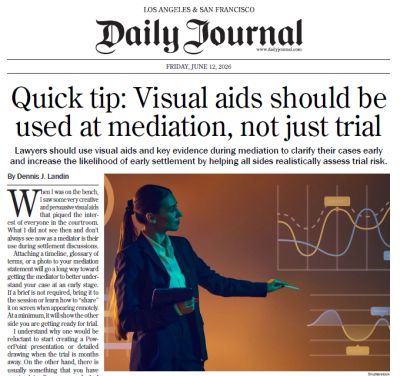 Newspaper article on using visual aids in mediation for clearer communication.