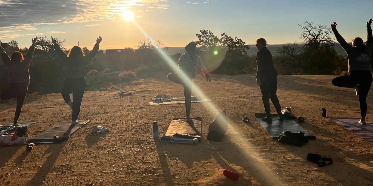 Good morning sun salutations  on the Mesa overlooking our beautiful town. 