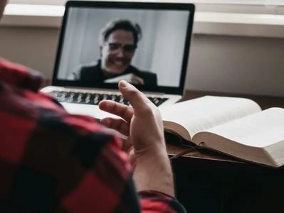 Man doing online counselling