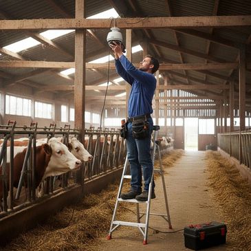 Man installing a camera