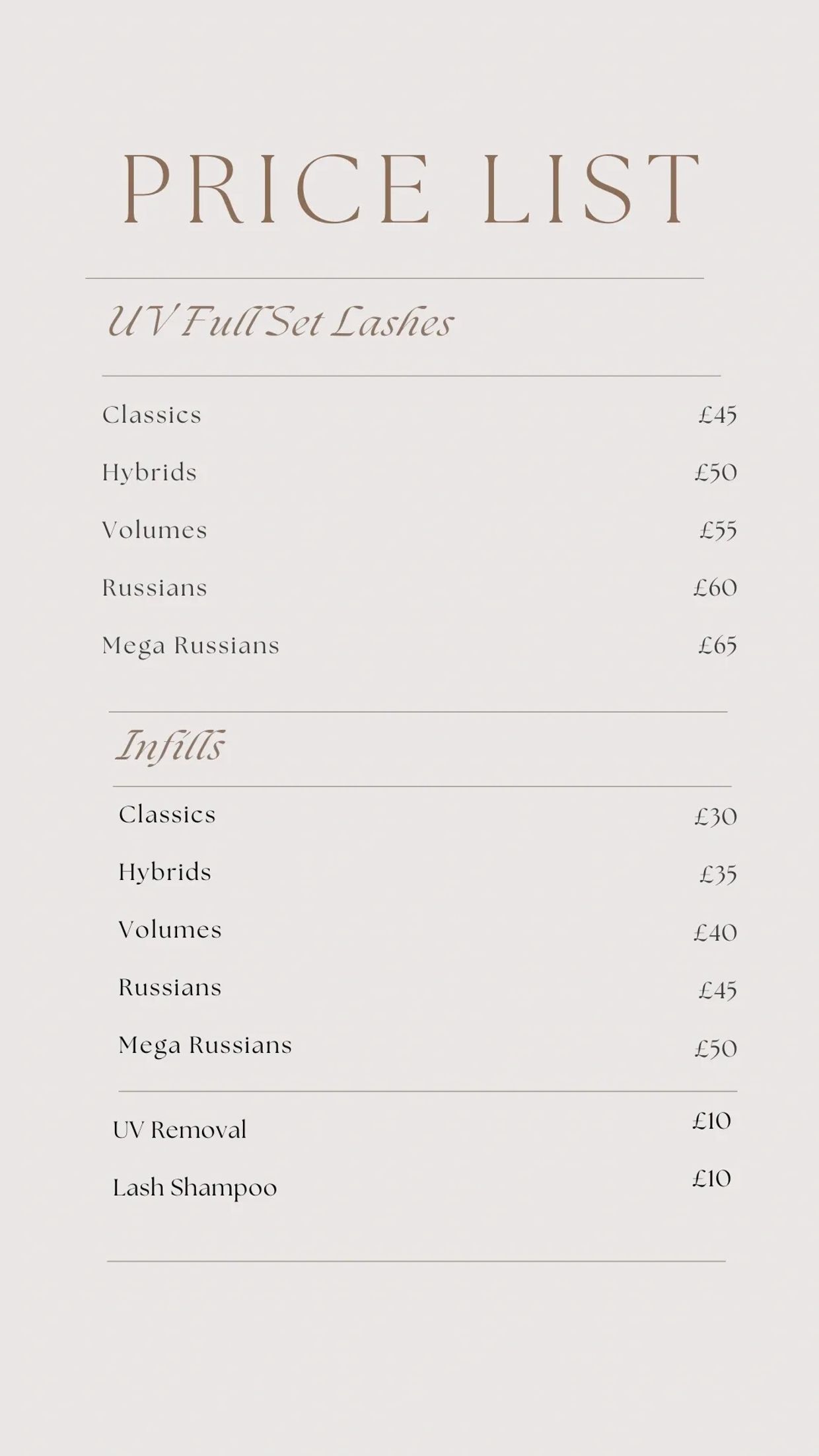 Picture of UV Lash extension price list for beauty by nicole in Great Brickhill
