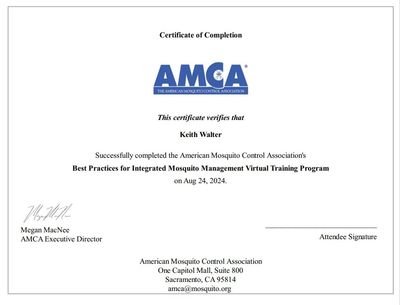 The American mosquito association certificate  