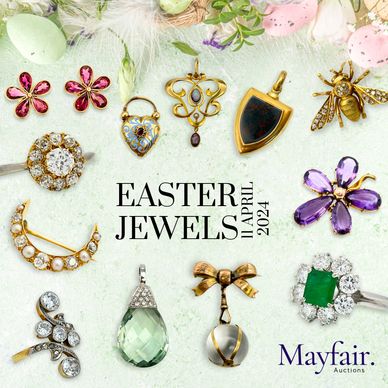 the easter jewels jewellery auction logo featuring antique jewellery and vintage jewellery