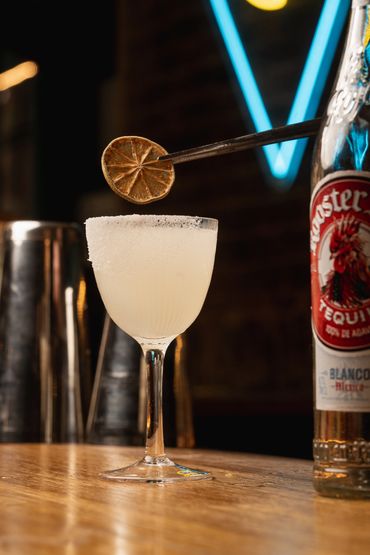 A margarita cocktail on a bar