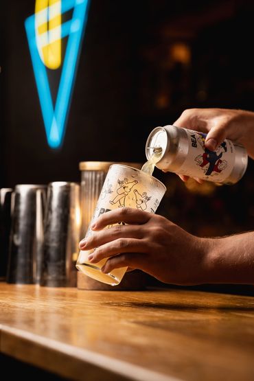 Beer poured into a glass