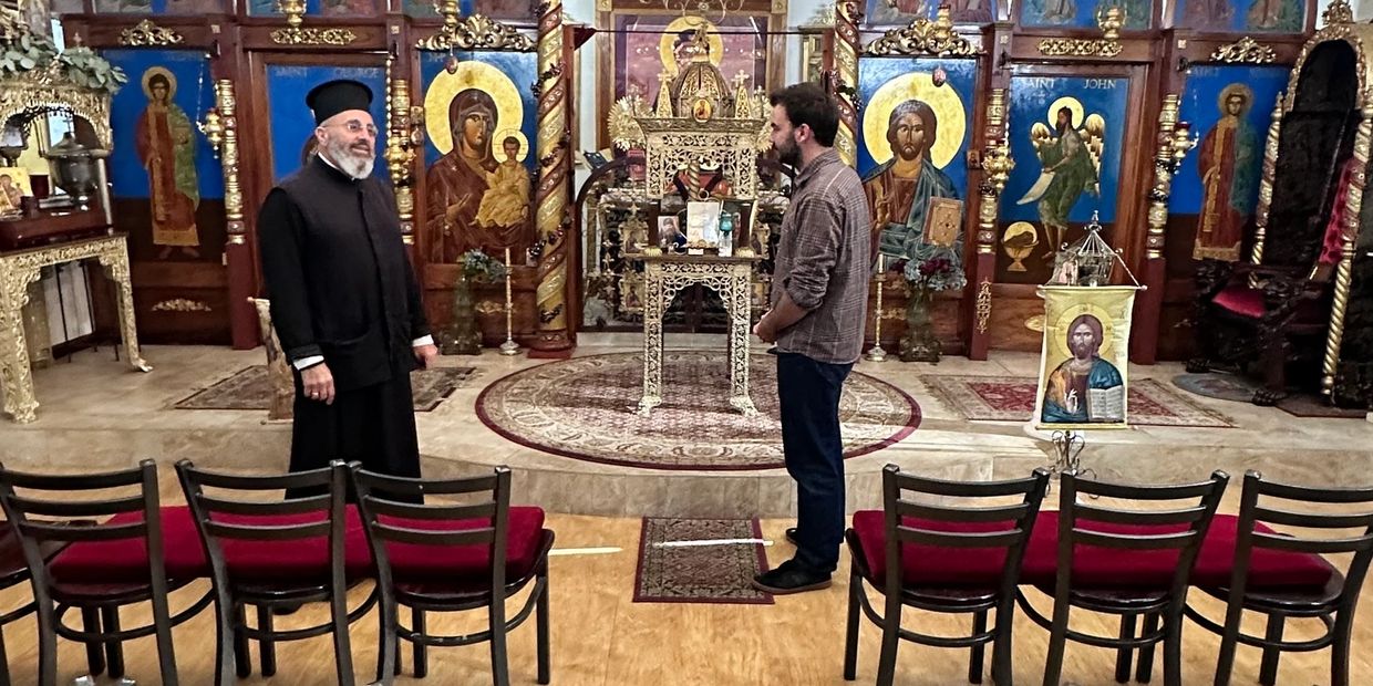 Inside Holy Virgin Mary Antiochian Orthodox Church, West Sacramento, CA with Father Paul Baba 