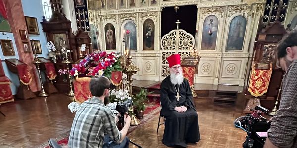 Inside Holy Ascension Russian Orthodox Church, Sacramento, CA with Father Paul Volmensky