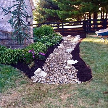 Dry creek bed French drain.