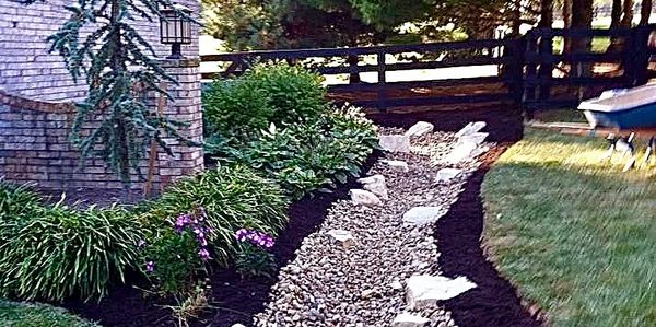 French drain dry creek bed.
