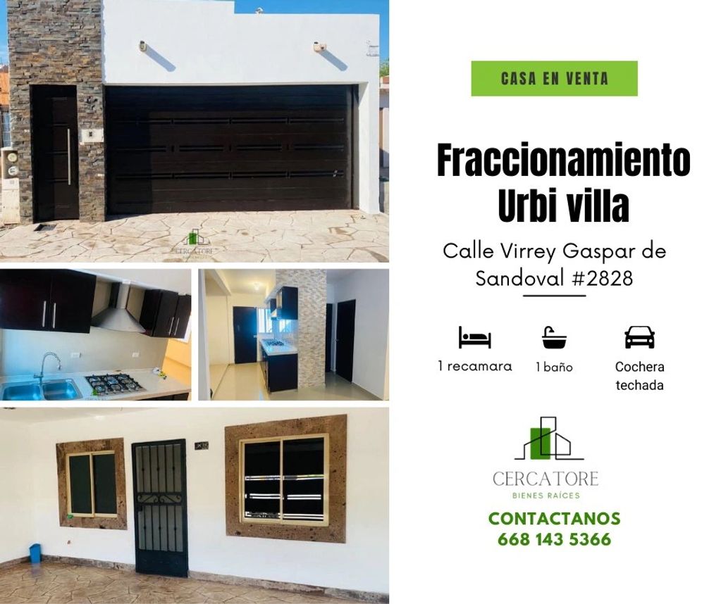 CASA EN VENTA 1 RECAMARA, URBI VILLA DEL REY, CREDITO INFONAVIT, LOS MOCHIS. BIEN EQUIPADA