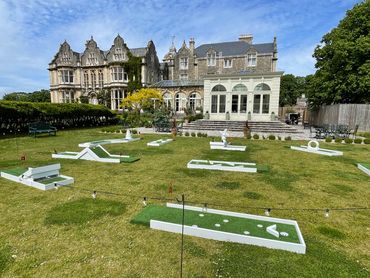 Mini golf Bristol with festoon lighting