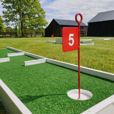 crazy golf hire Bath flags
