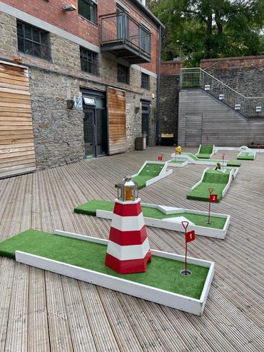 Corporate mini golf at The Paintworks 
#mini golf hire
#portable mini golf
# crazy golf hire