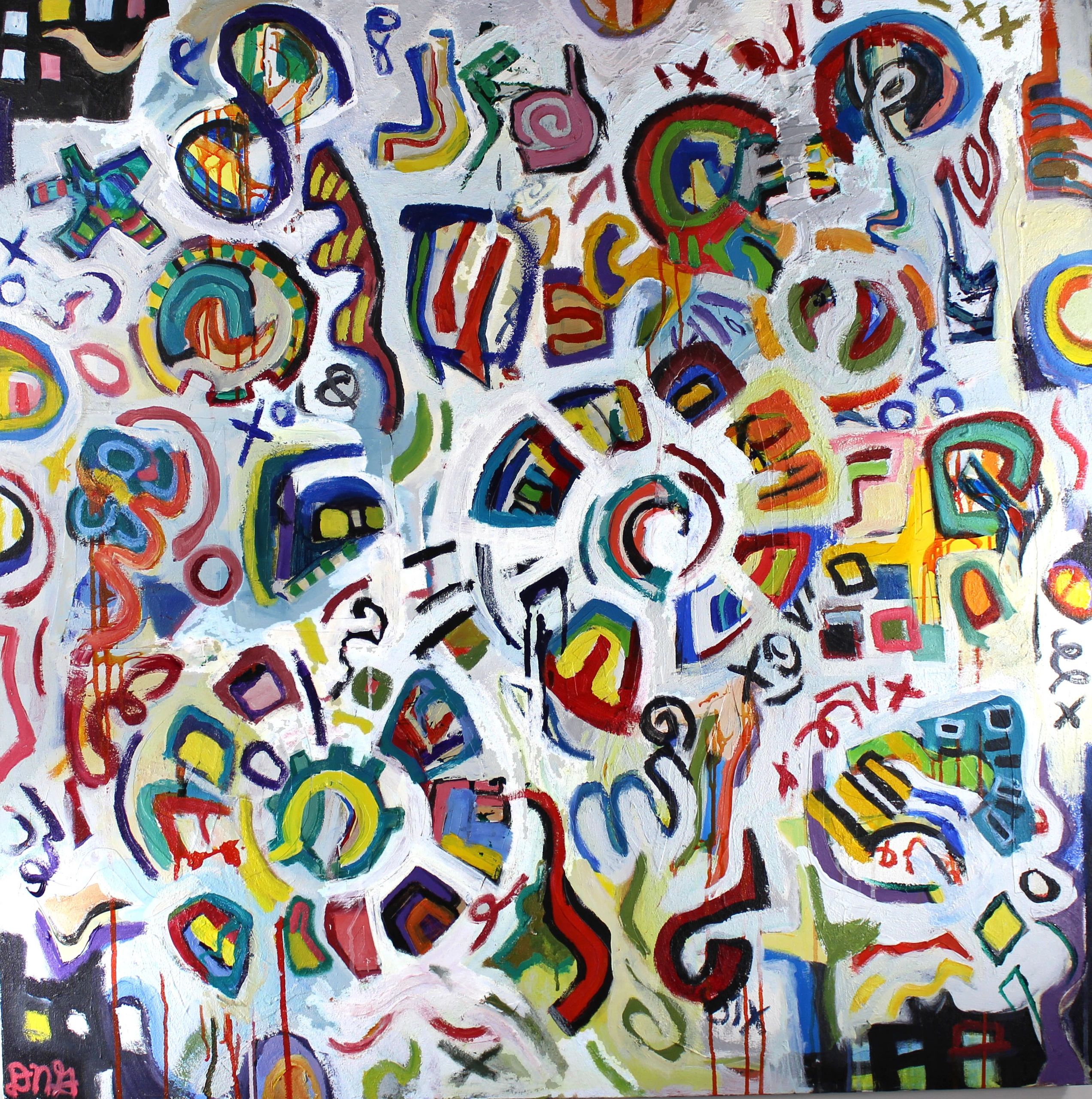 As if entering a dream of visual sound carnival of turning rolling shapes exciting color with white 