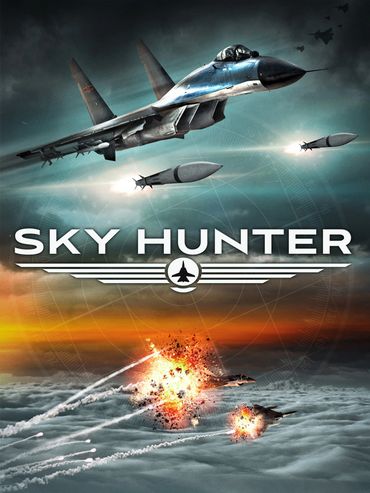 A fighter jet launches missiles in a dramatic aerial battle scene titled 'Sky Hunter'.