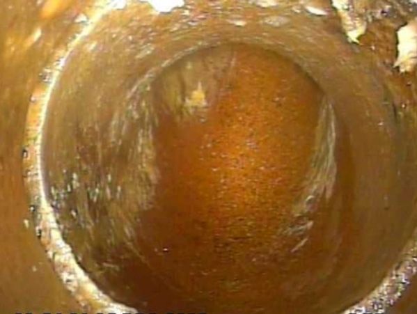 CCTV drain survey showing a defect inside underground drainage pipework