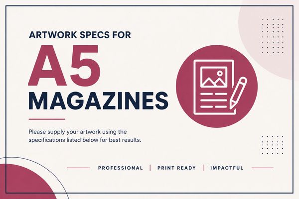 Artwork specs for A5 magazines with professional, print-ready standards.