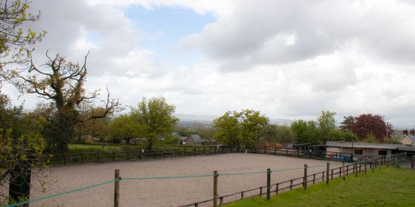 Outdoor arena at the livery yard in the Blackdown Hills