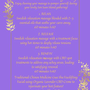 A ladies weekend party menu example