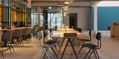 Moderm office space showing chair and desks