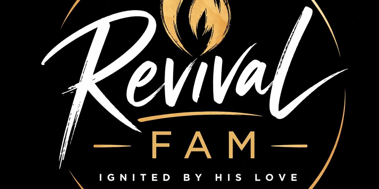 Logo for Revival Fam, ignited by His love with a flame symbol.