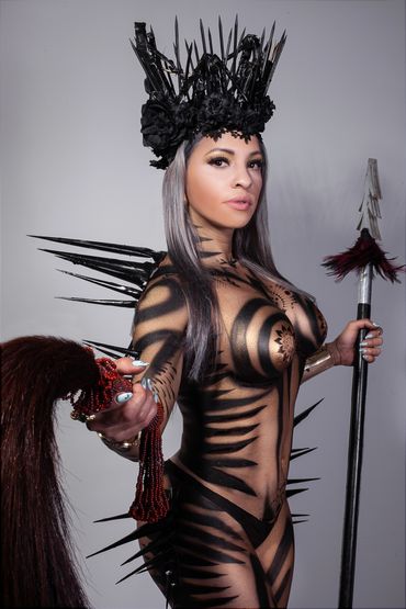 black tribal body paint tribal art style photo shoot miami