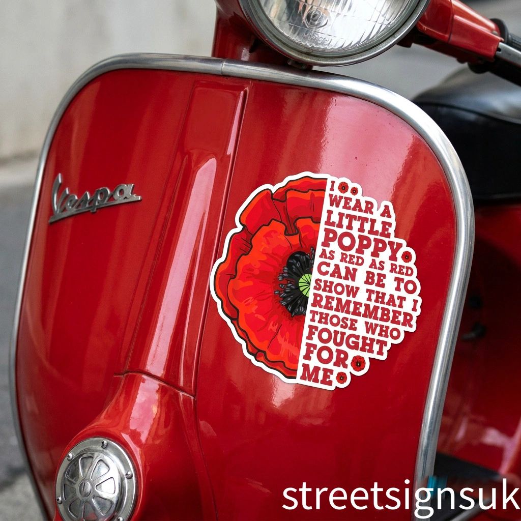 Lest We Forget poppy and words self adhesive vinyl car sticker scooter ...