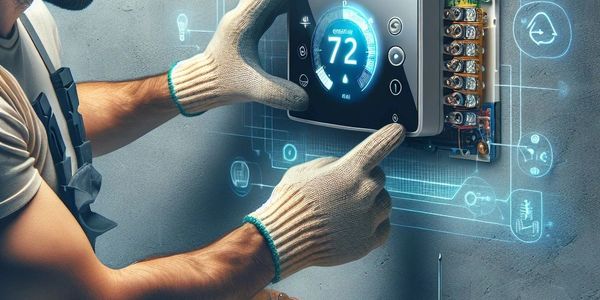 Technician after fixing thermostat check setting of temprature 