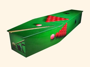 Coffin designed like a snooker table.