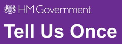HM Government 'Tell Us Once' service logo.