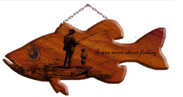 What a great way to cherish those moments,  this fish shaped wooden wall hanging has a cute little q