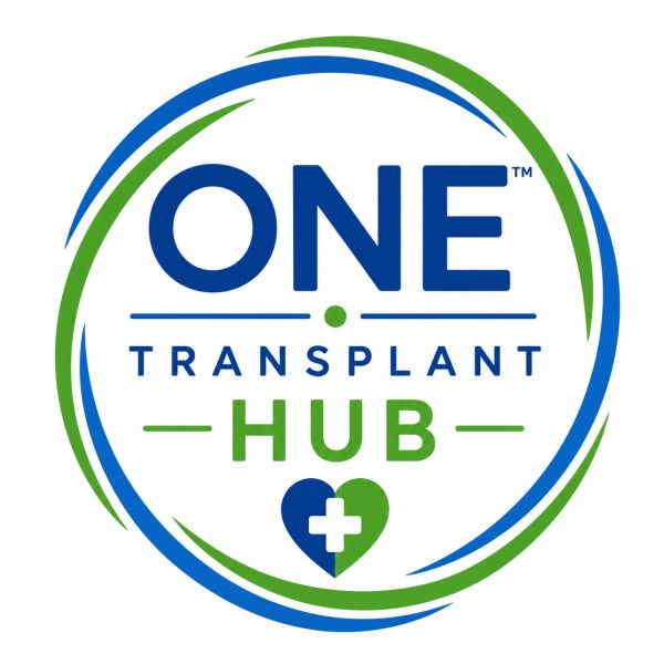 Logo of One Transplant Hub with blue and green colors.