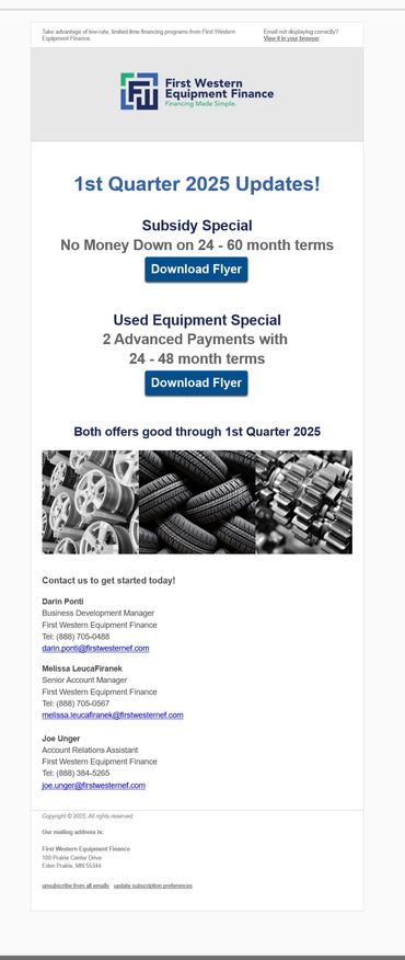 Equipment finance email