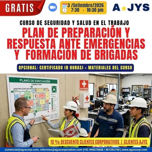CURSO GRATIS DE SEGURIDAD Y SALUD EN EL TRABAJO
PLAN DE PREPARACIÓN Y RESPUESTA ANTE EMERGENCIA Y BR