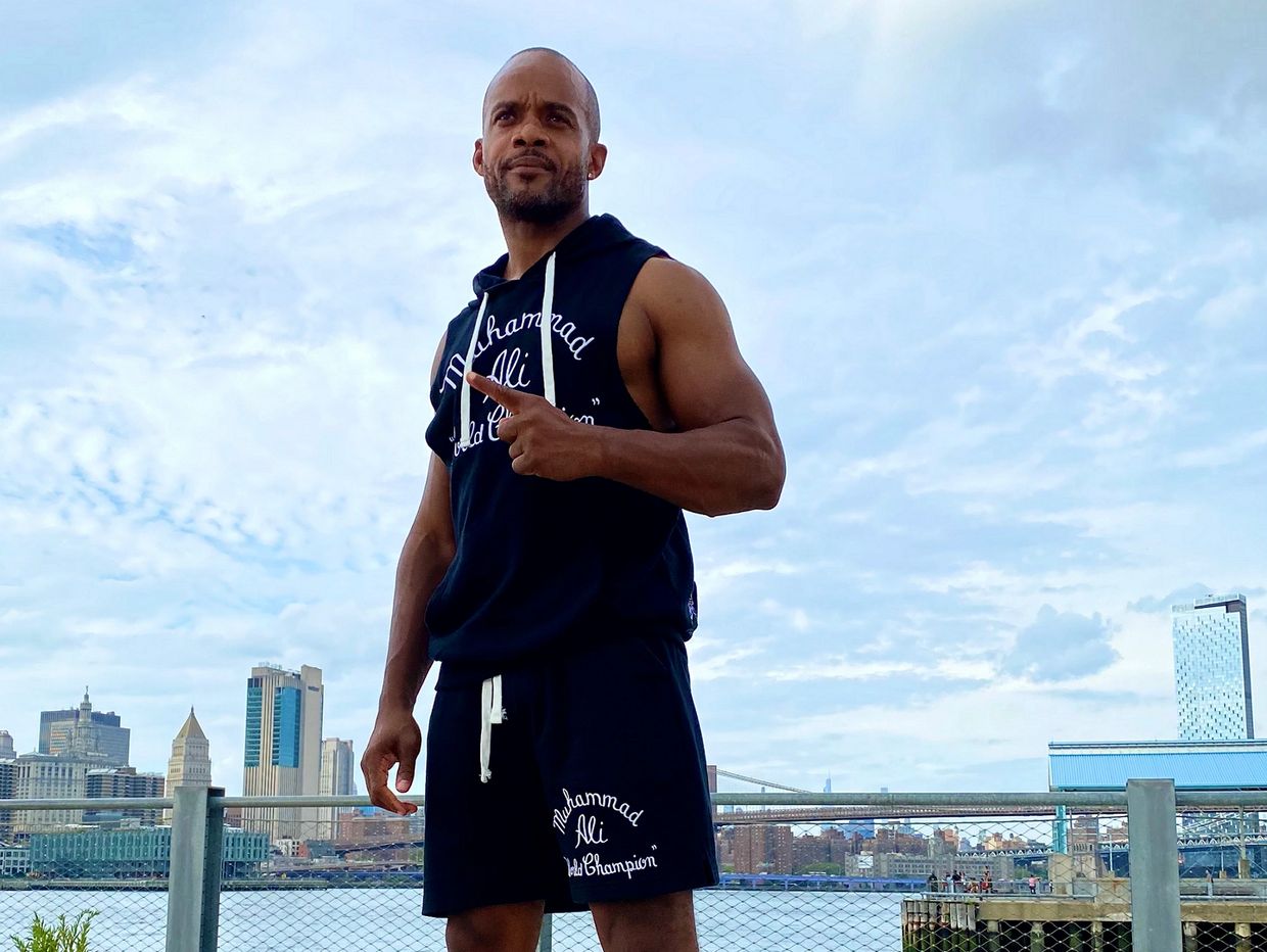 Boxing coach and NASM-CNC Ralph Gilmore in Superare x Muhammad Ali training gear at Dumbo, Brooklyn.