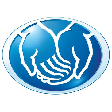 Two hands protecting a smaller pair inside a blue oval.