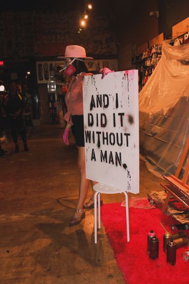 And I Did It Without A Man, 24" X 36", Performance, Spray Paint, 2019